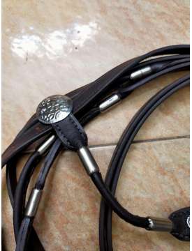 BRIGLIA WESTERN CON BOCCOLE IN METALLO CUOIO TUBOLARE CON REDINI-12120