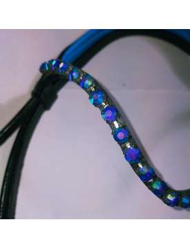 BRIGLIA INGLESE CON STRASS E PELLE AZZURRA-15464