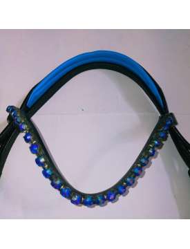 BRIGLIA INGLESE CON STRASS E PELLE AZZURRA-15465