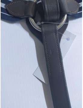 PETTORALE INGLESE IN CUOIO CON ELASTICO BLU/BIANCO-15868