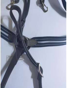 PETTORALE INGLESE IN CUOIO CON ELASTICO BLU/BIANCO-15870