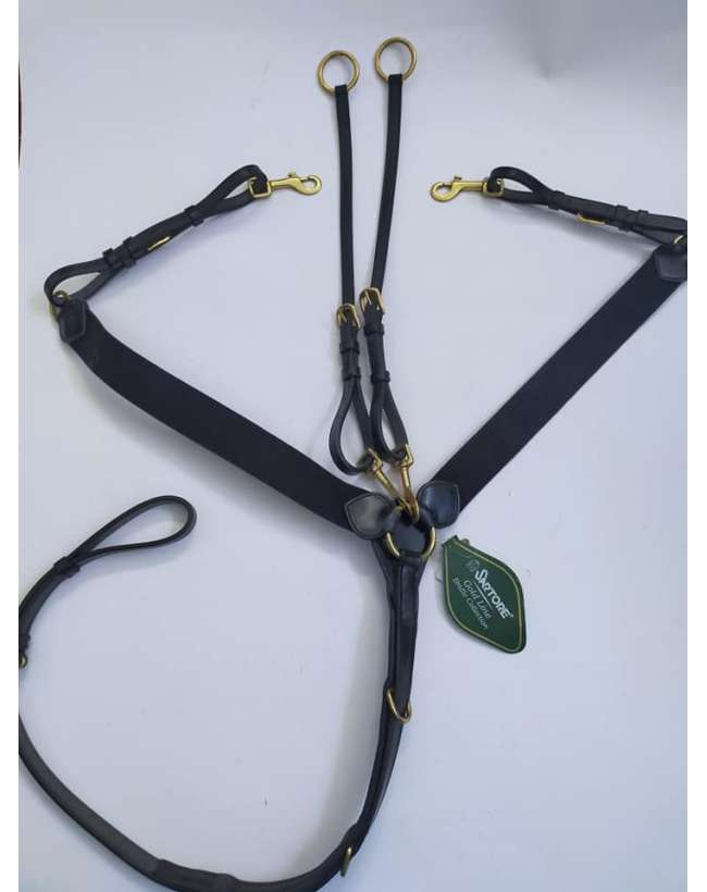 PETTORALE CUOIO ELASTICO CON FIBBIE OTTONE