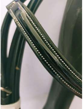 BRIGLIA DA DRESSAGE RIPORTI IN VERNICE NERA-15962
