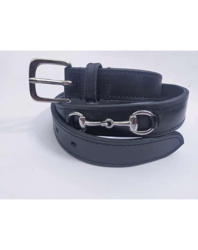 CINTURA IN CUOIO CON FILETTO ARGENTO