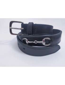 CINTURA IN CUOIO CON FILETTO ARGENTO-18394