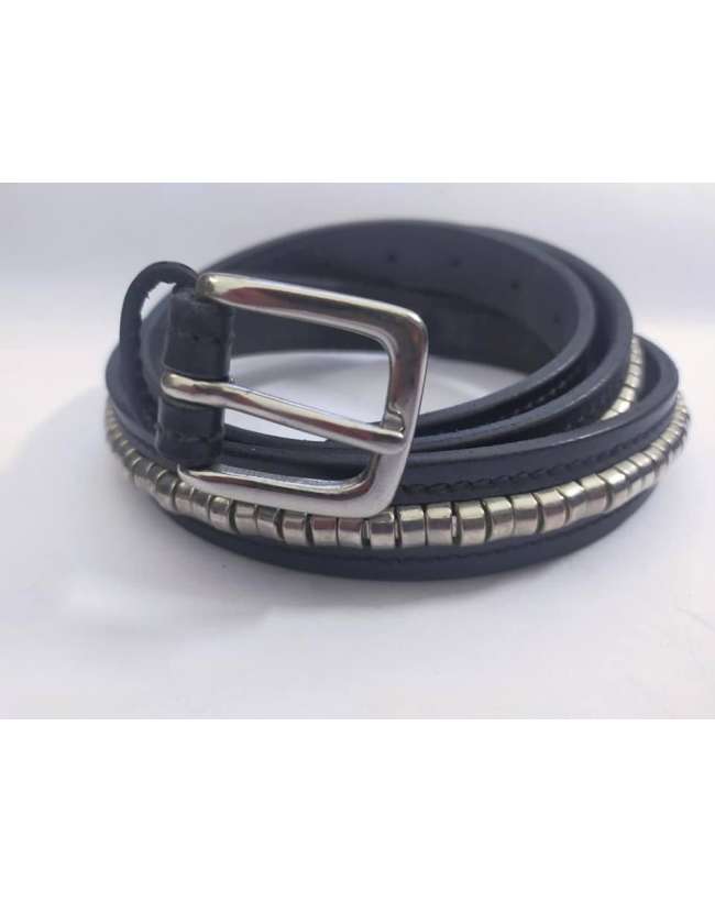 CINTURA IN CUOIO Clincher argento