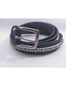 CINTURA IN CUOIO CON BORCHIE ARGENTO-18397
