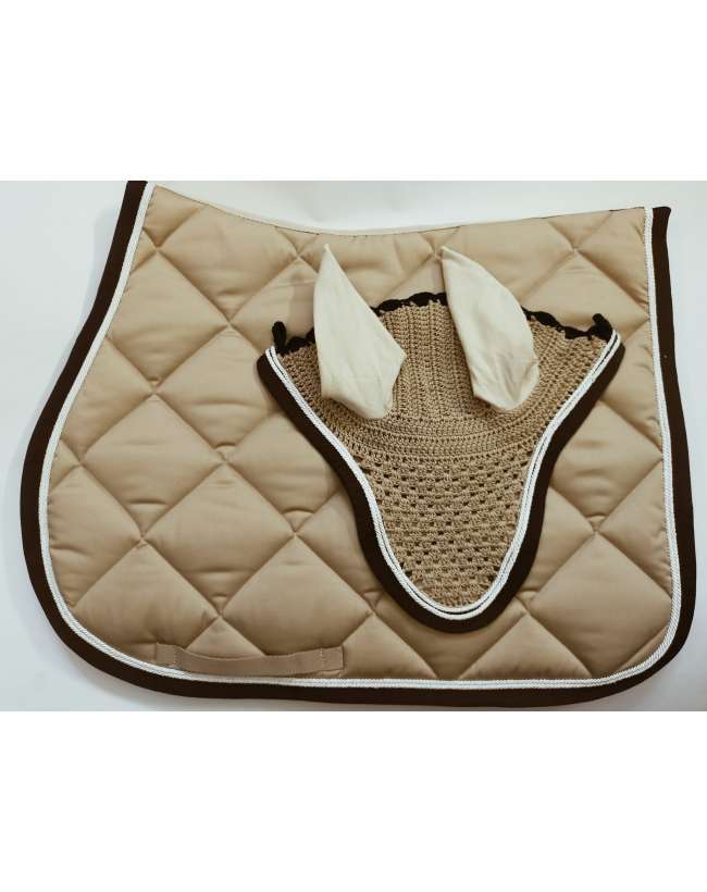 SOTTOSELLA E CUFFIA BEIGE E MARRONE