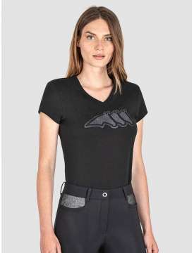 T-SHIRT EQUILINE DONNA NERA GLITTER-18913