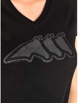 T-SHIRT EQUILINE DONNA NERA GLITTER-18915