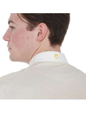 POLO UOMO EQUESTRO ZIP CORTA BIANCA E BEIGE-19080