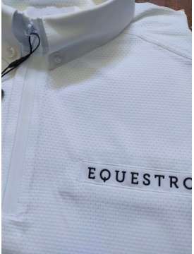 POLO UOMO EQUESTRO ZIP CORTA BIANCA E BEIGE-19082