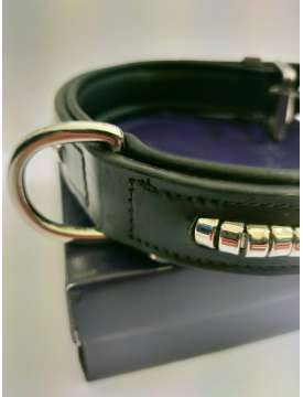 COLLARE IN CUOIO CLINCHER ARGENTO PER CANE-19090