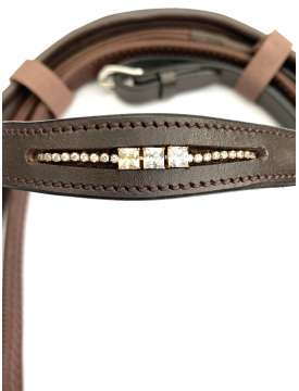 BRIGLIA CUOIO INGLESE MARRONE CON BRILLANTINI-20874
