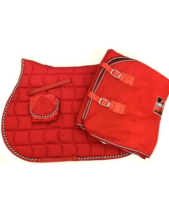 COMPLETO ROSSO PER CAVALLO CON COPERTA PILE