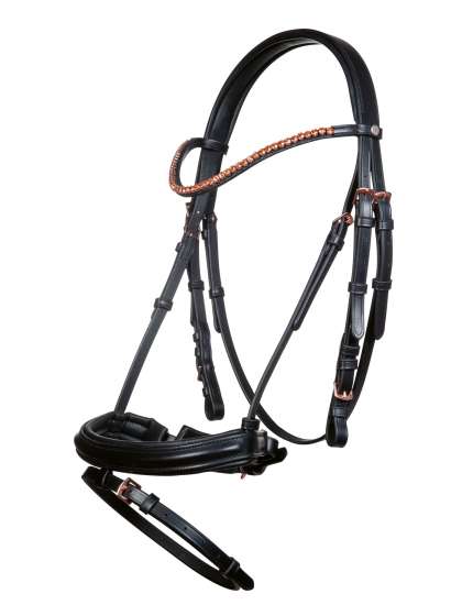 BRIGLIA CON FRONTALINO FIBBIE ROSEGOLD