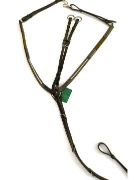 PETTORALE INGLESE IN CUOIO CON CLINCHER ARGENTO HENRI DE RIVEL-21723