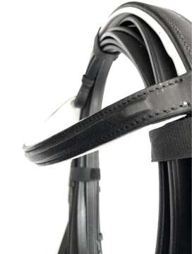 BRIGLIA DRESSAGE CUOIO CON FODERA IN PELLE BIANCA-22155