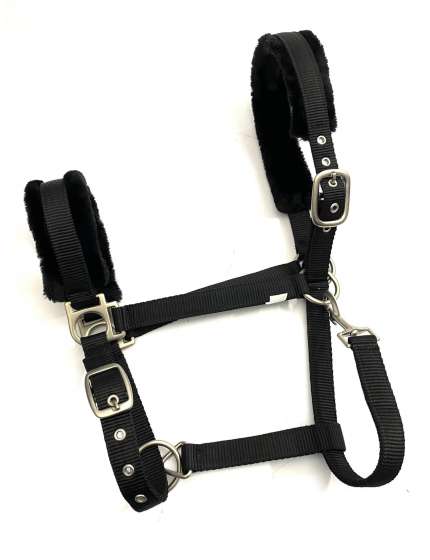 CAVEZZA IN NYLON CON PELLICCIA NERA