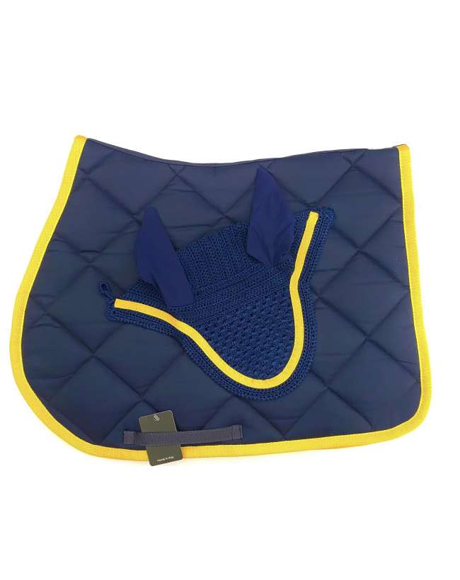SOTTOSELLA BLU BORDO GIALLO CON CUFFIETTA