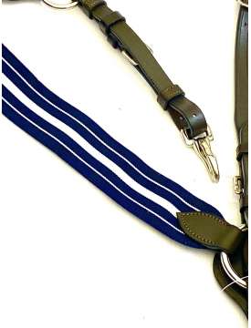PETTORALE INGLESE IN CUOIO CON ELASTICO BLU/BIANCO-22472