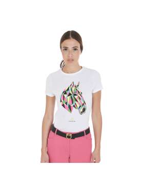 T-SHIRT EQUESTRO DONNA TESTA CAVALLO MULTICOLOR-22561