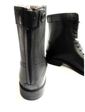 STIVALETTI DA EQUITAZIONE IN PELLE CON CERNIERA E LACCI-22670