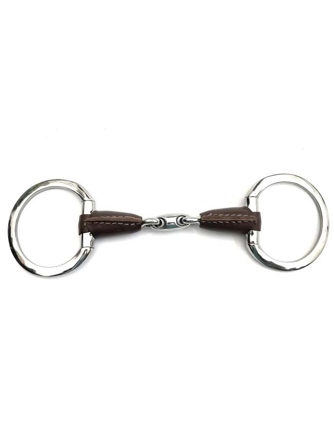 filetto PER CAVALLO oliva tre pezzi rivestito in pelle