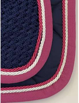 SOTTOSELLA E CUFFIA BLU BORDO FUXIA-23167