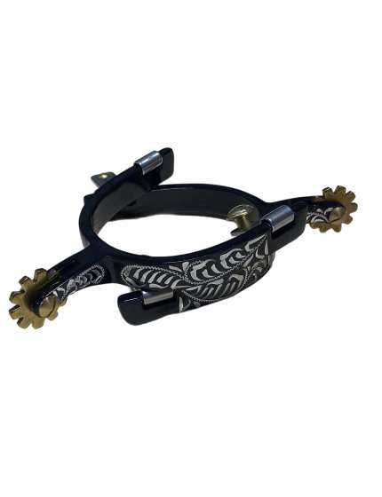 SPERONI WESTERN IN ALLUMINIO ANODIZZATO CON DECORI
