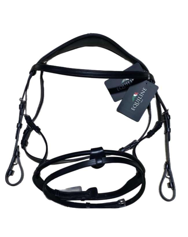 TESTIERA EQUILINE NERA CUOIO INGLESE
