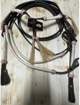 BRIGLIA WESTERN IN CUOIO CON FINITURE IN CRINI E CUOIO INTRECCIATO-24705