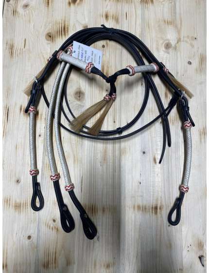 BRIGLIA WESTERN IN CUOIO CON FINITURE IN CRINI E CUOIO INTRECCIATO