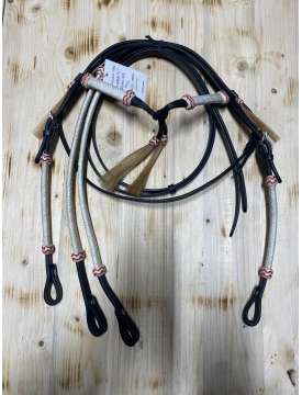 BRIGLIA WESTERN IN CUOIO CON FINITURE IN CRINI E CUOIO INTRECCIATO-24706