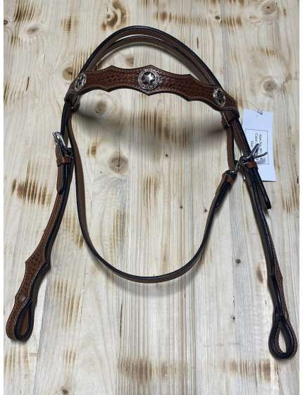 TESTIERA WESTERN TRIPLE S IN CUOIO AMERICANO