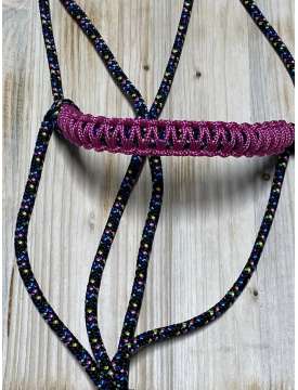 CAVEZZA IN CORDA NERA MULTICOLORE E FUXIA PONY-25328