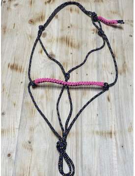 CAVEZZA PERSONALIZZATA IN CORDA NERA MULTICOLORE E FUXIA-25384