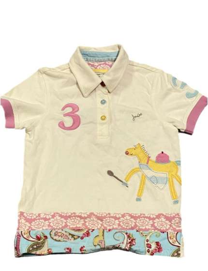 POLO JOULES BAMBINA BEIGE CON RICAMI CAVALLI