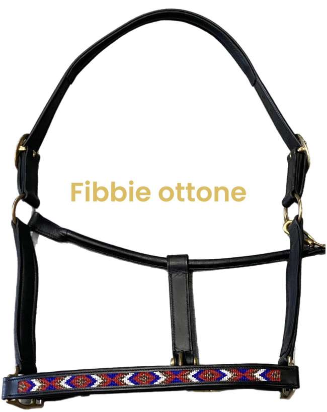 CAVEZZA IN CUOIO NERO CON PERLINE