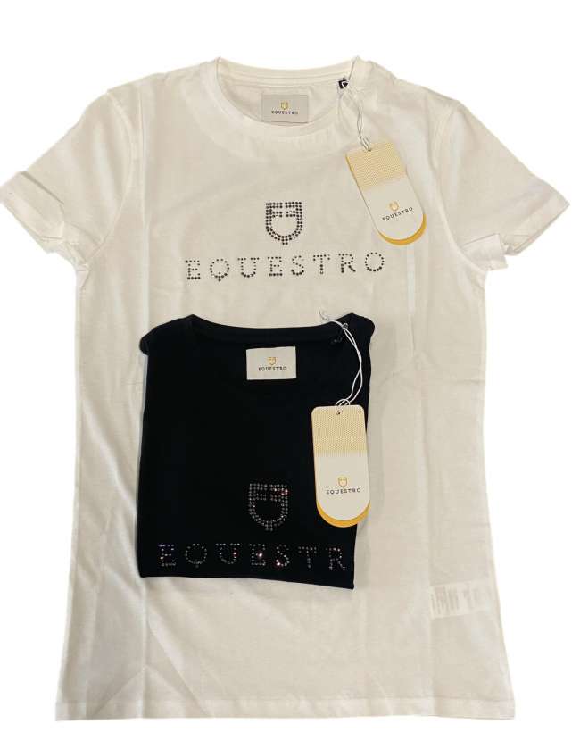 t-shirt equestro donna con brillantini