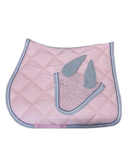 COMPLETO SOTTOSELLA E CUFFIA ROSA CON BRILLANTINI