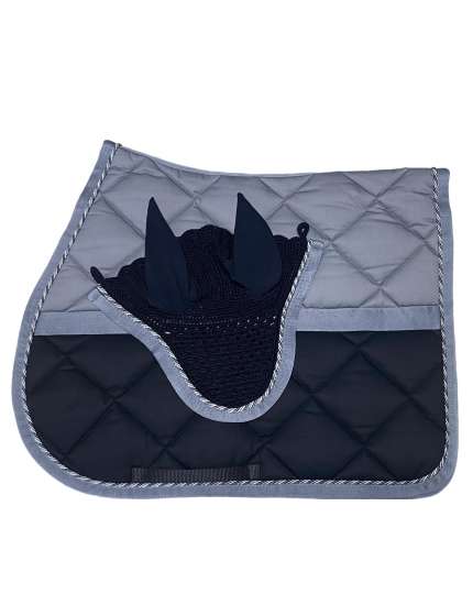 COMPLETO SOTTOSELLA E CUFFIA NERO E GRIGIO BICOLORE