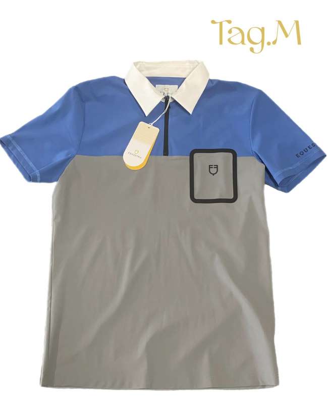 polo equestro uomo tessuto tecnico bicolore