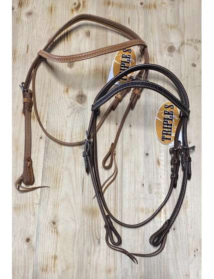 TESTIERA WESTERN TRIPLES IN CUOIO BASKET