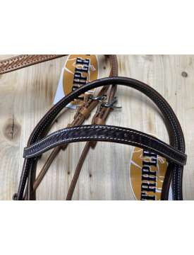 TESTIERA WESTERN TRIPLES IN CUOIO BASKET-26631
