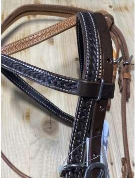 TESTIERA WESTERN TRIPLES IN CUOIO BASKET-26634