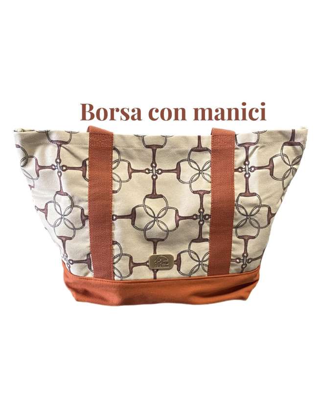 BORSA IN STOFFA STAMPA TEMA EQUESTRE