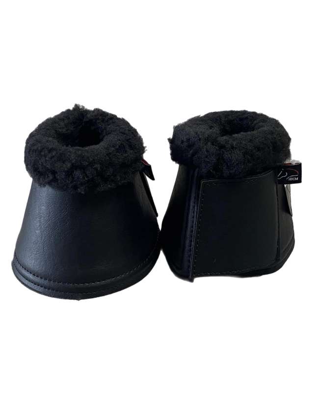 PARAGLOMI IN PELLE CON PELLICCIA NERA