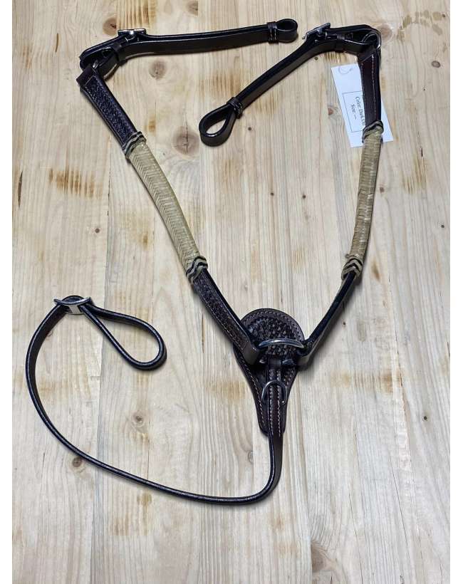 PETTORALE PER SELLA WESTERN CON DECORI IN CUOIO INTRECCIATO