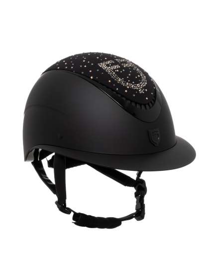 CASCO EQUESTRO OPACO VISIERA LARGA CON STRASS
